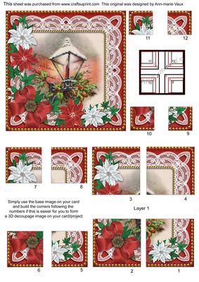 Christmas Lantern Poinsettia 5in All 4 Corner Stacker