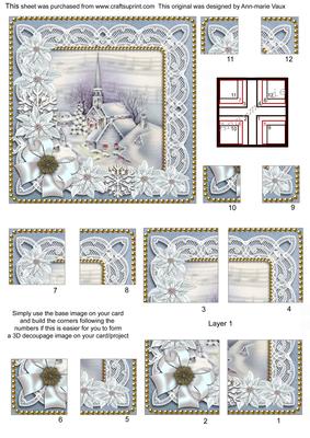 Blue Village Ice Poinsettia 5in All 4 Corner Stacker