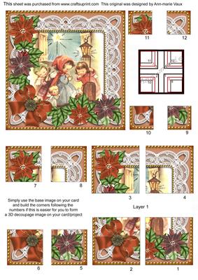 Nativity Scene Poinsettia 5in All 4 Corner Stacker