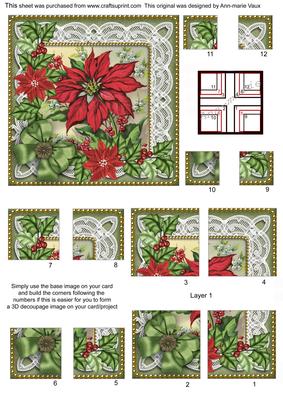 All Green Red Poinsettia 5in All 4 Corner Stacker