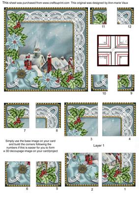 Blue Rooftops Poinsettia 5in All 4 Corner Stacker