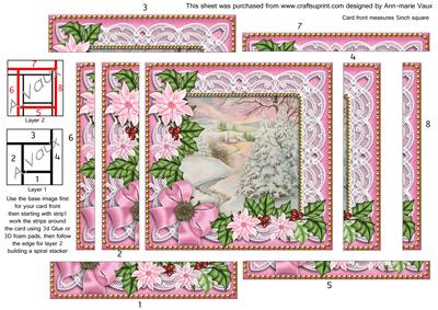 Snowscene Pink Poinsettia 5in Spiral Edge Stacker