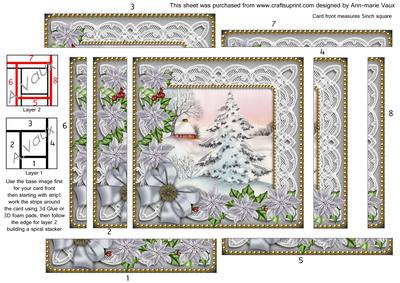 Pink Tree Silver Poinsettia 5in Spiral Edge Stacker