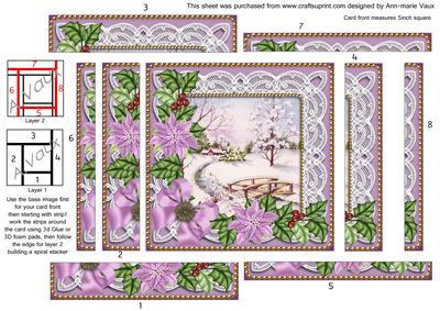 Pretty Snowscene Lilac Poinsettia 5in Spiral Edge Stacker