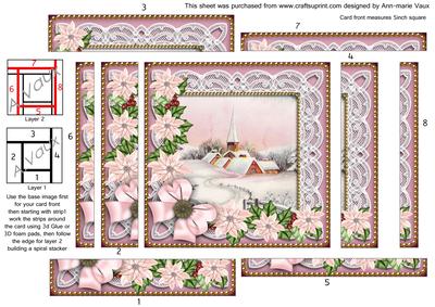 Pink Snow Church Poinsettia 5in Spiral Edge Stacker