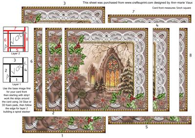 Church Window Poinsettia 5in Spiral Edge Stacker