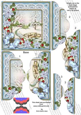 Pretty Snowscene Blue 5in Top and Bottom Scallop Stacker