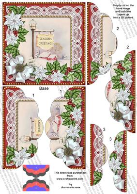 Pub Sign Poinsettia 5in Top and Bottom Scallop Stacker