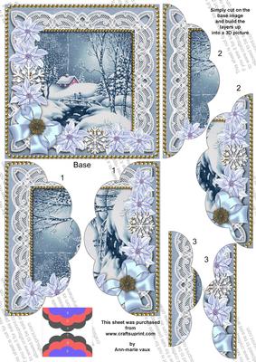Blue Winter Walk Poinsettia 5in Top Bottom Scallop Stacker