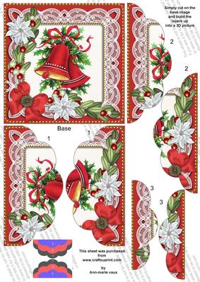 Christmas Bell Poinsettia 5in Top and Bottom Scallop Stacker