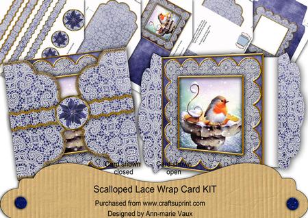 Blue Robin Poinsettia 3D Scallop Wrap Card Kit