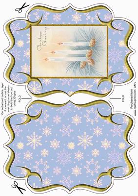 Christmas Blue Fir Candles Fancy Bracket Card