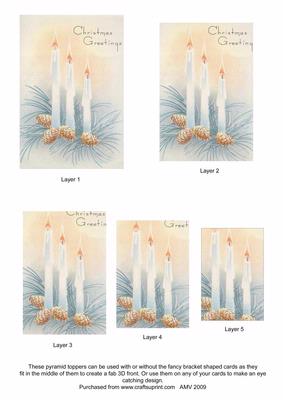 Christmas Blue Fir Candles Pyramid Toppers