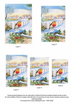 Christmas Bobby Robin1 Pyramid Toppers