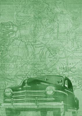 Mid Green Vintage Car the Second A4 Backing Paper