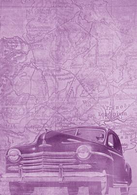 Lilac Vintage Car the Second A4 Backing Paper