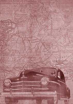 Dusky Pink Vintage Car the Second A4 Backing Paper