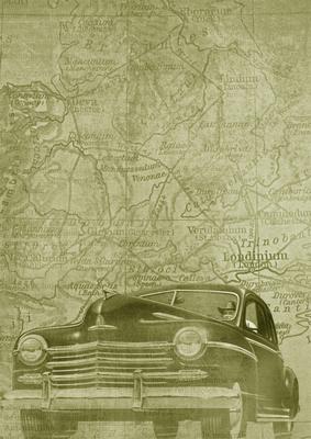 Olive Vintage Car the Second A4 Backing Paper