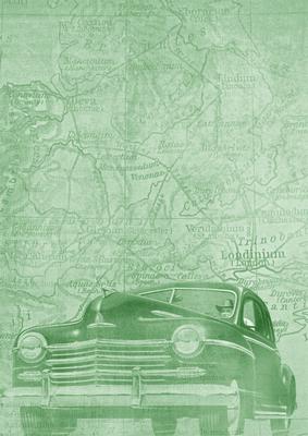 Mint Green Vintage Car the Second A4 Backing Paper