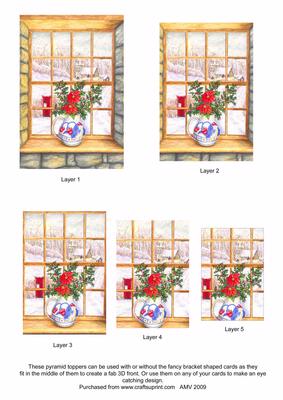 Christmas Poinsettia Window Pyramid Toppers