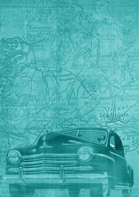 Teal Vintage Car the Second A4 Backing Paper