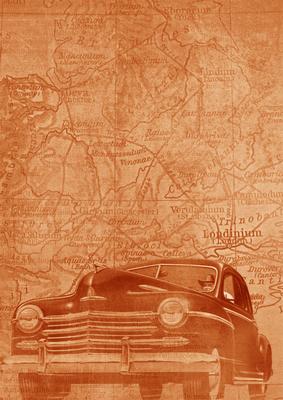 Burnt Orange Vintage Car the Second A4 Backing Paper