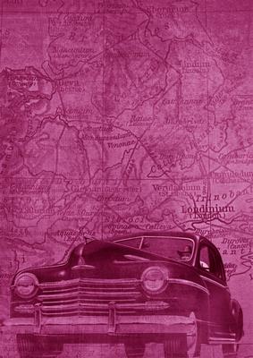 Cerise Vintage Car the Second A4 Backing Paper