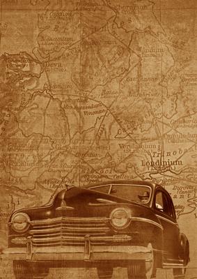 Vintage Tea Vintage Car the Second A4 Backing Paper