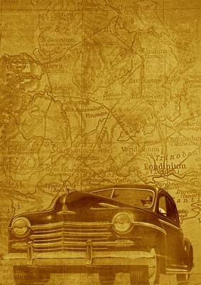 Gold Vintage Car the Second A4 Backing Paper