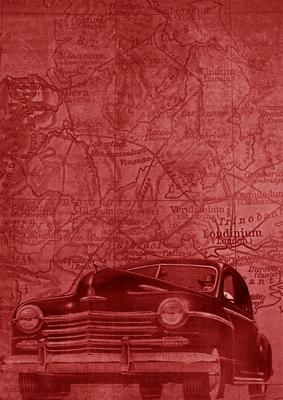 Dark Red Vintage Car the Second A4 Backing Paper