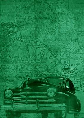 Dark Green Vintage Car the Second A4 Backing Paper