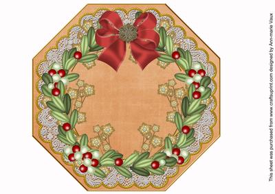 Mistletoe Burnt Orange Lace Octagon 8inch Picture Sheet