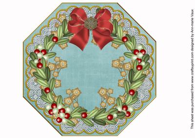 Mistletoe Dusky Teal Lace Octagon 8inch Picture Sheet