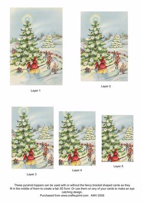 Christmas Tree Village Pyramid Toppers