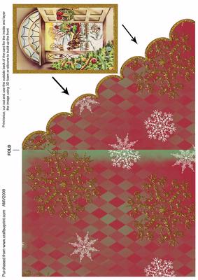 Christmas Welcome Door Scallop Edge Corner Card
