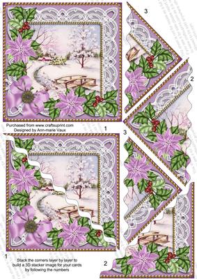 Pretty Snowscene Lilac Poinsettia 5in Wavy Triangle Stacker