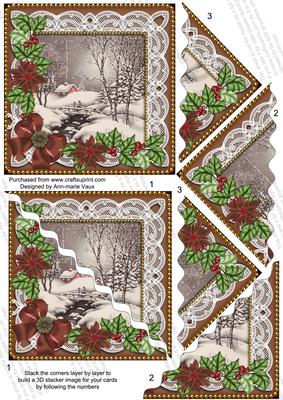 Winter Walk Bronze Poinsettia 5in Wavy Triangle Stacker