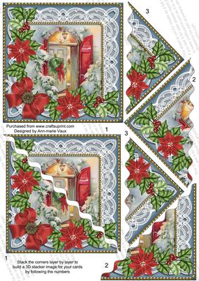 Christmas Door Poinsettia 5in Wavy Triangle Stacker