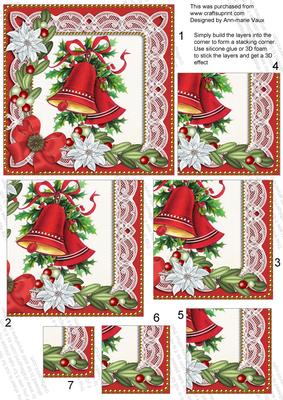 Christmas Bells Poinsettia 5in One Corner Stacker