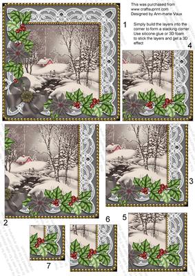 Winter Walk Black Poinsettia 5in One Corner Stacker