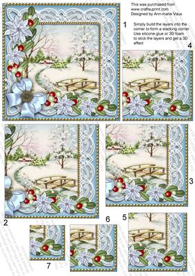 Pretty Snowscene Blue Poinsettia 5in One Corner Stacker
