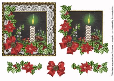 Black Candle Red Poinsettia 3D Decoupage Step by Step