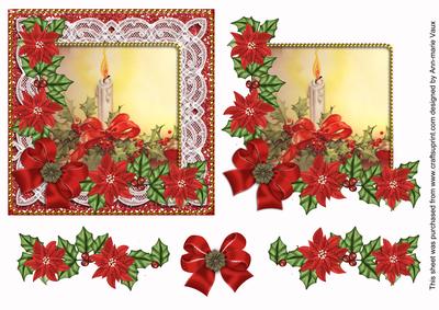Candle Red Poinsettia 3D Decoupage Step by Step