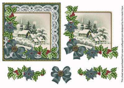 Dream Church Teal Poinsettia 3D Decoupage Step by Step