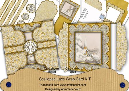 Ice Church Gold Poinsettia 3D Scallop Wrap Card Kit