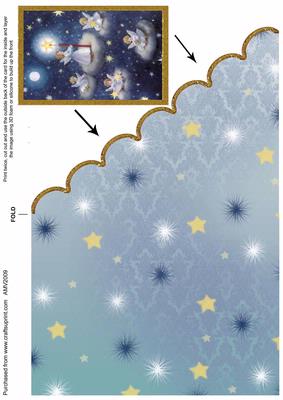 Christmas Angels Lite the Sky Scallop Corner Card