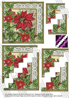 Red Poinsettia Green 5in Zig Zag Triangle Stacker