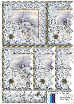 Blue Village Church Poinsettia 5in One Side Zig Zag Stacker