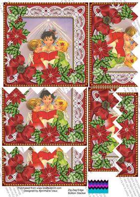 Choir Singing Red Poinsettia 5in Zig Zag Bottom Stacker