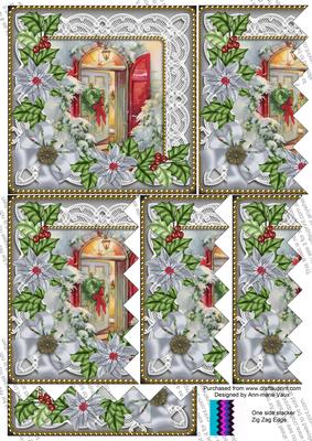 Christmas Door Ice Poinsettia 5in One Side Zig Zag Stacker